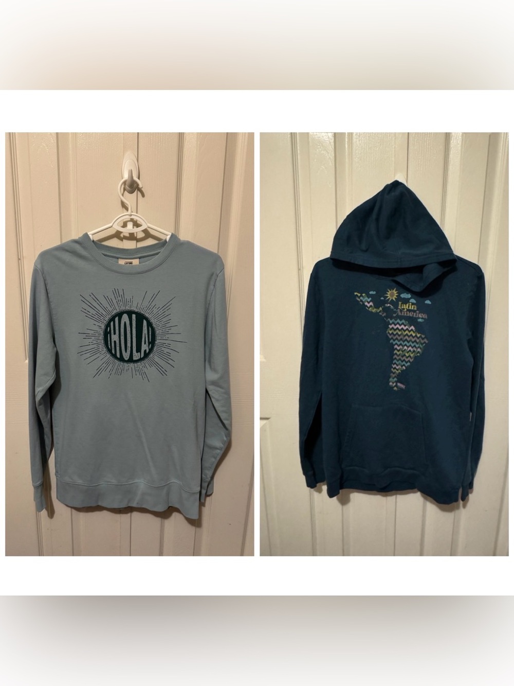 Latino Heritage Month!  “HOLA" Graphic Sweatshirt & Teal Latin America Hoodie